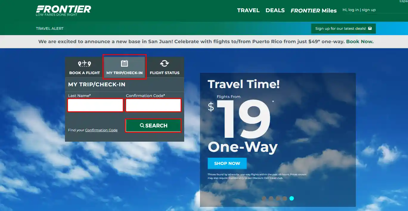 Steps to Change a Frontier Airlines flight Online