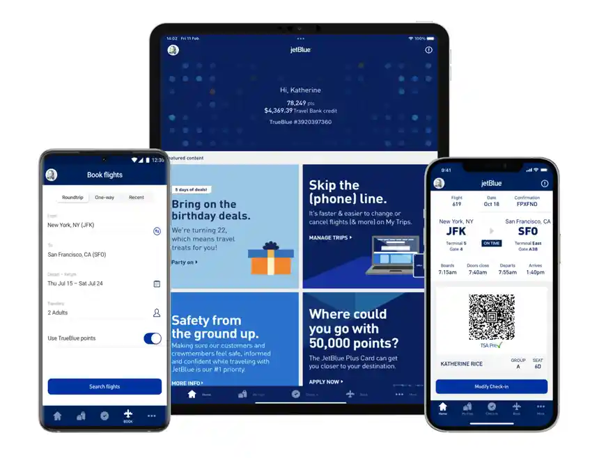 JetBlue Airways Mobile check in