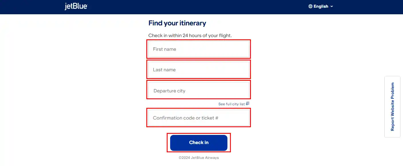 JetBlue Airways Online check in